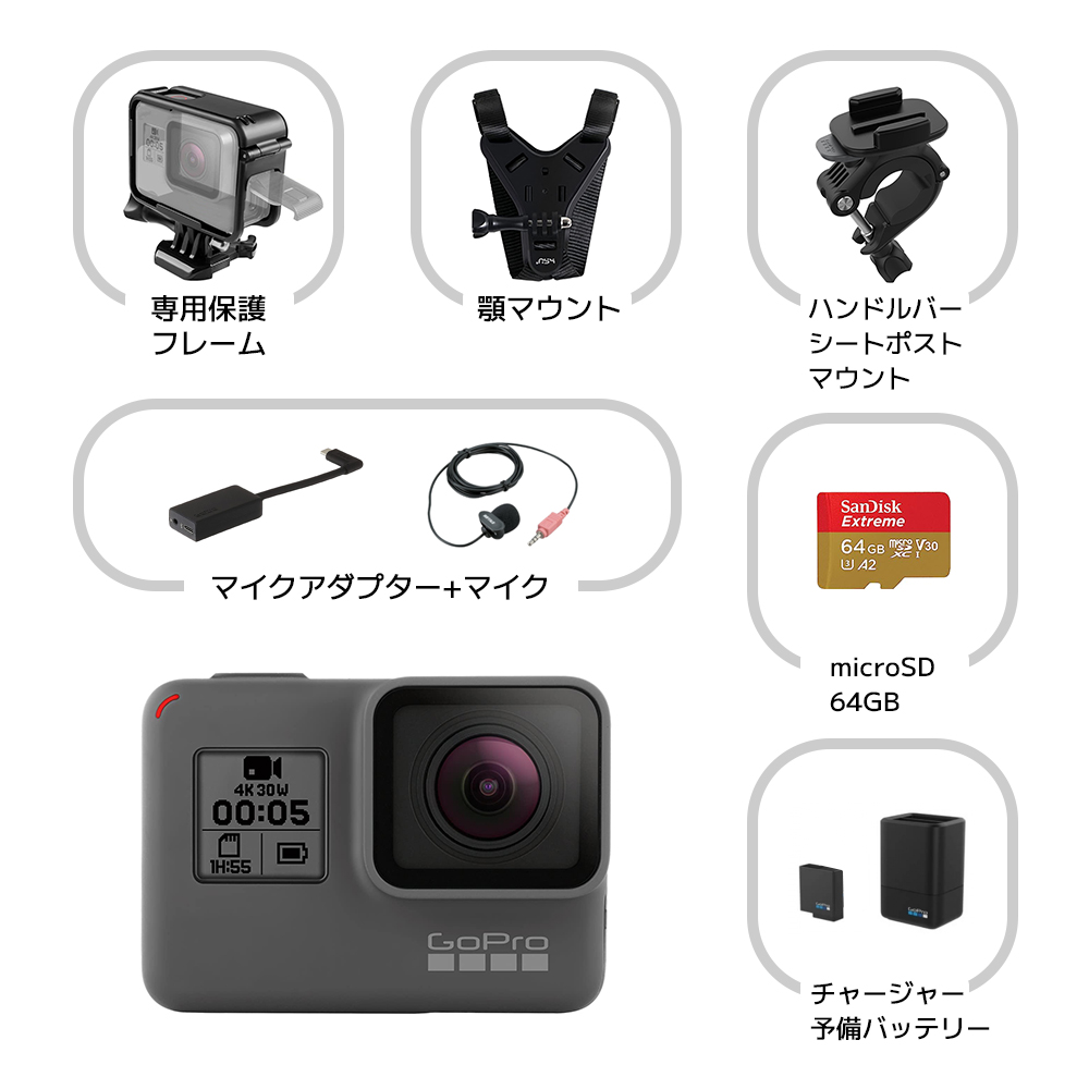 【価格】【GoPro本体のみジャンク品】GoPro HERO5 BLACK 付属品多数 アクションカメラ・ウェアラブルカメラ